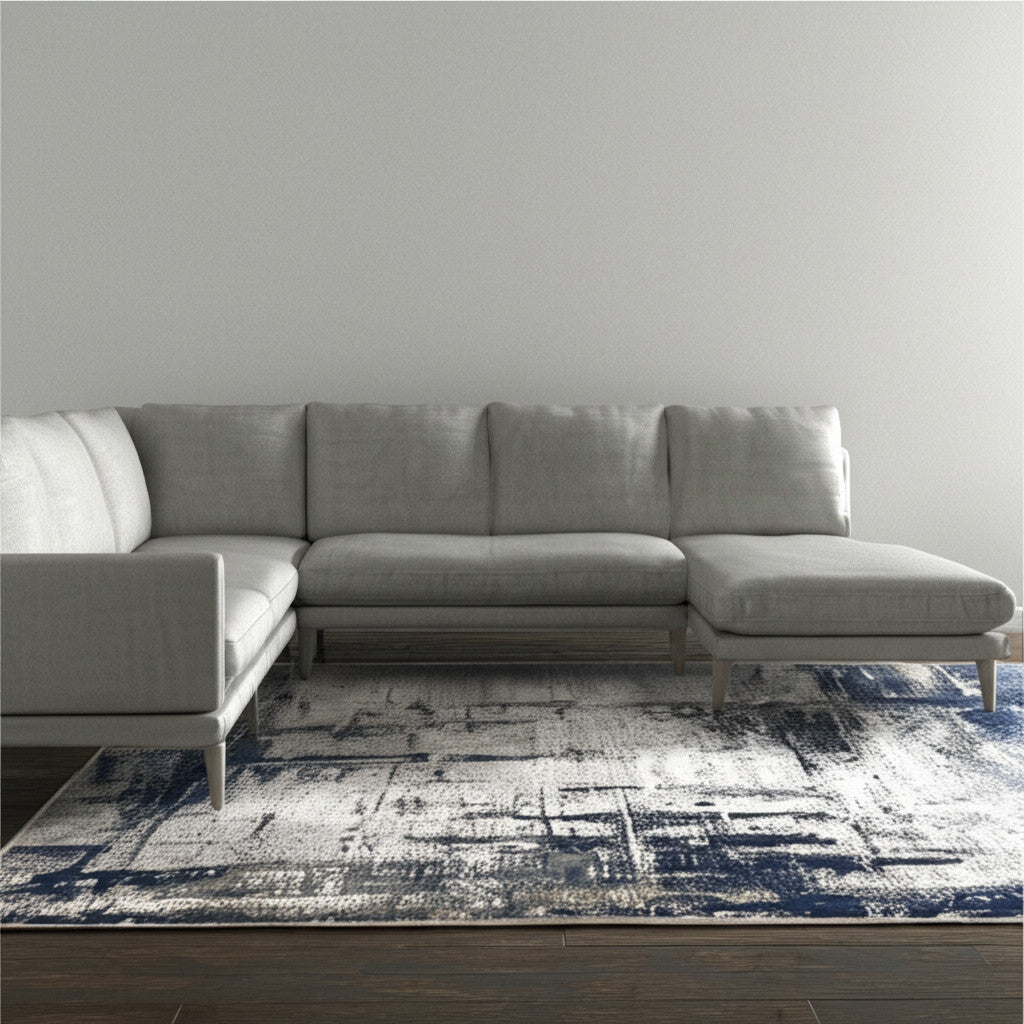 8' X 10' Gray And Ivory Abstract Area Rug