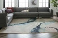 10' X 14' Green Blue And Ivory Abstract Hand Tufted Area Rug