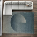 10' X 14' Blue And White Geometric Hand Tufted Area Rug