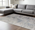 10' X 14' Gray Tan And Blue Abstract Hand Tufted Distressed Area Rug