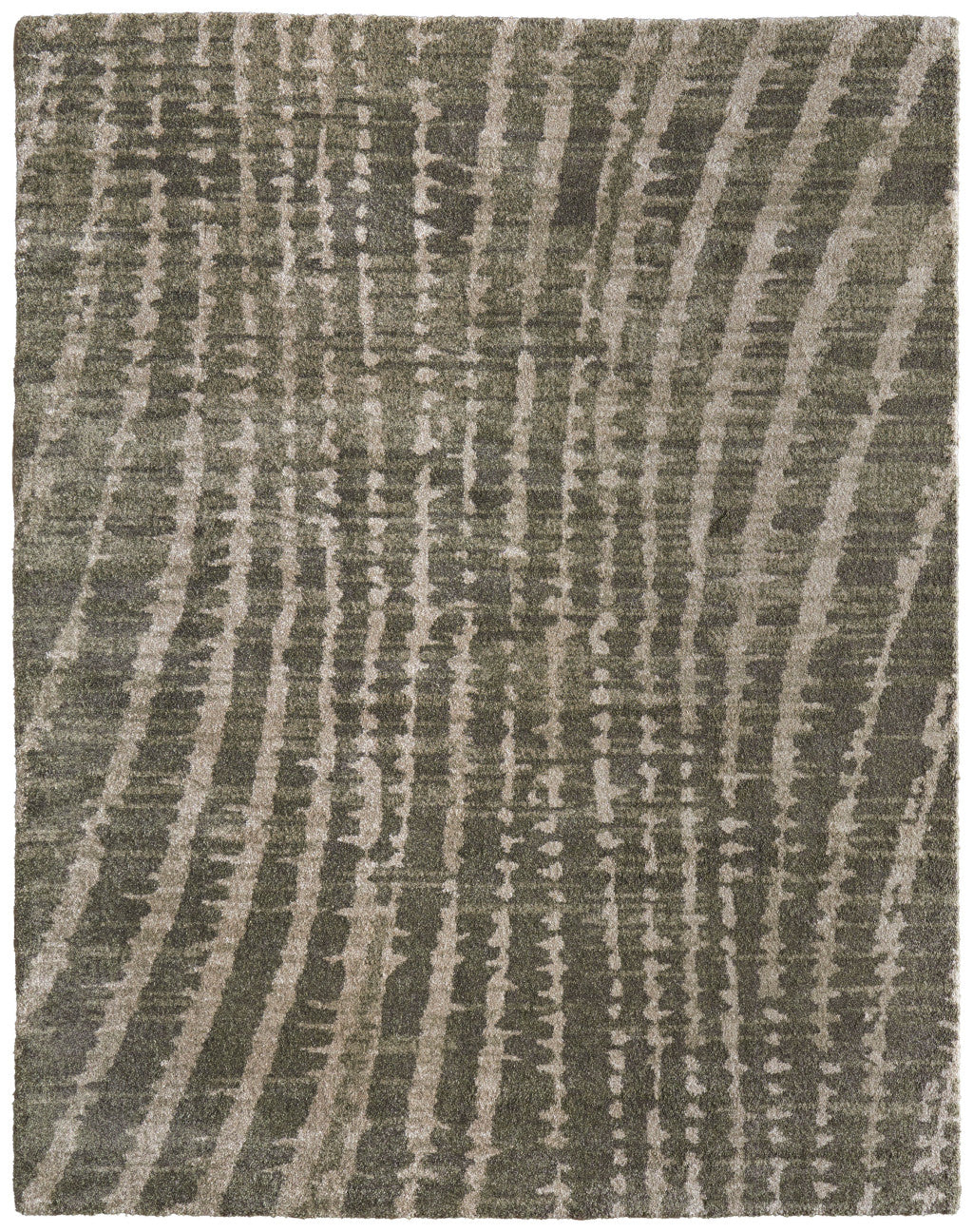 12' X 15' Green And Tan Abstract Area Rug