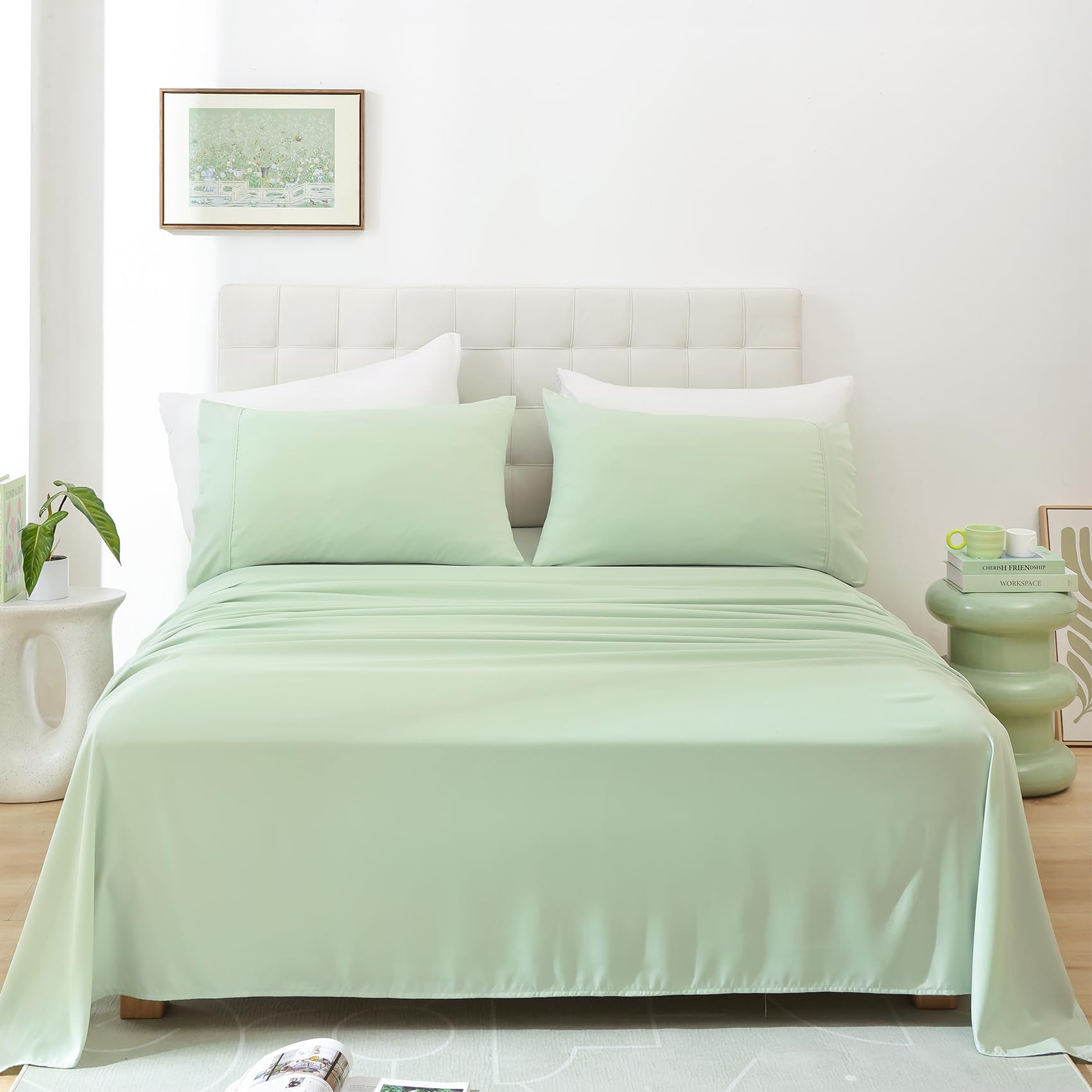 Queen Sheet Set - Breathable Cooling Luxury Sheets For Queen Size Bed, 16' Extra Deep Pocket Queen Bed Sheets Set, Hotel Soft B