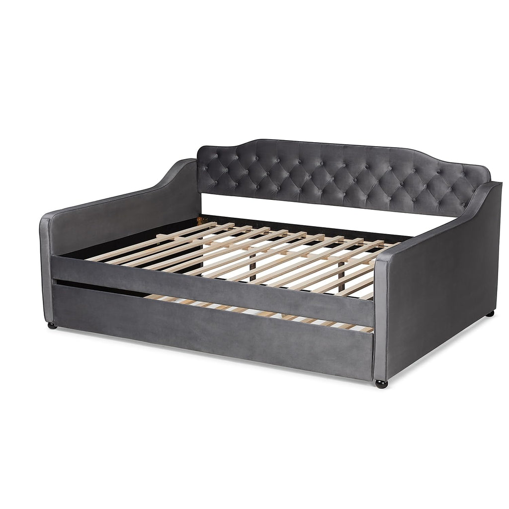 Baxton Studio Freda Daybed with Trundle, Full, Grey (164-10409-HiT)