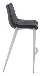 Magnus Bar Chair (Set of 2) Black & Silver