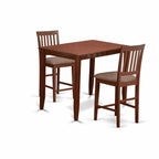 East West Furniture BUVN3-MAH-C Buckland 3 Piece Kitchen Counter Height Dining Set Contains a Rectangle Pub Table and 2 Linen Fabric Upholstered Chairs, 30x48 Inch, Mahogany