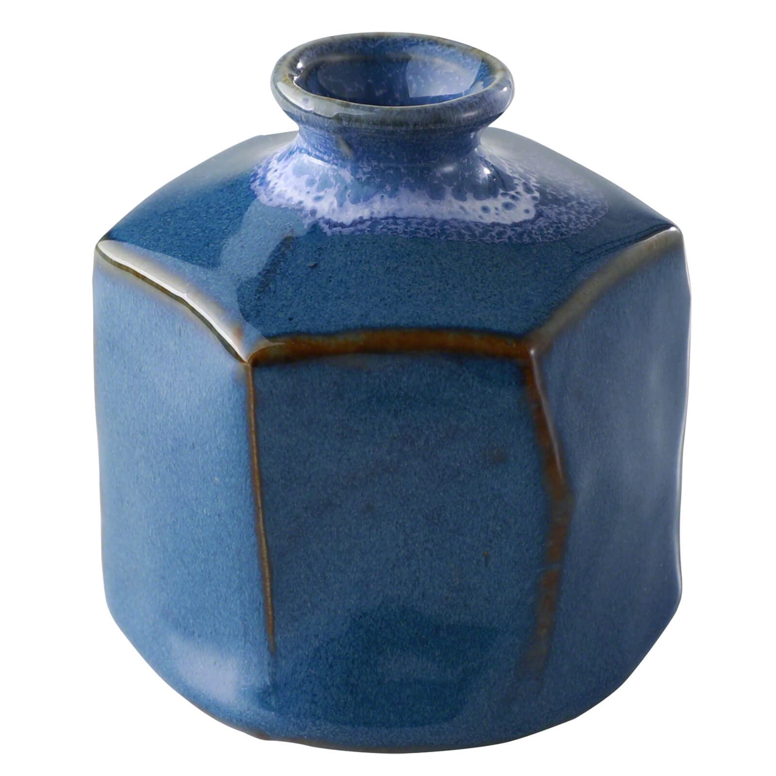 Wazakura Minoyaki Ceramic Small Ikebana Flower Bud Vase Made in Japan, Handpainted Floral Arrangement Pottery Supplies Hexagon S