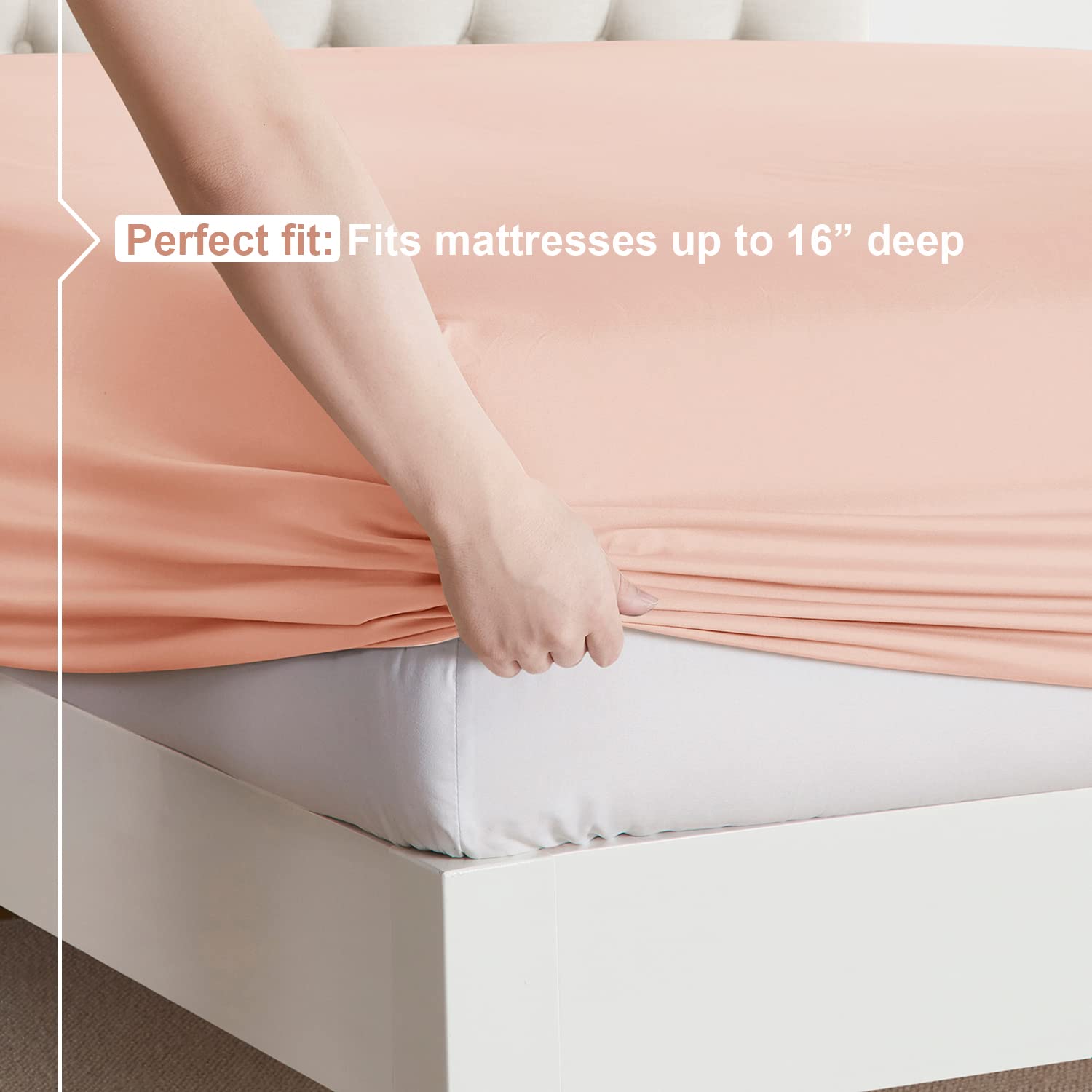 Nestl Rv Short Queen Sheets Set - 4 Piece Bed Sheets For Rv Queen Size Bed, Double Brushed Rv Size Sheets, Hotel Luxury Peach Sheets, Extra Soft Bedding Sheets & Pillowcases
