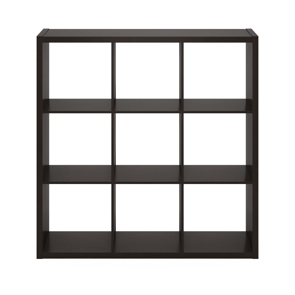 Furinno Cubicle Open Back Decorative Cube Storage Organizer, 9, Dark Oak