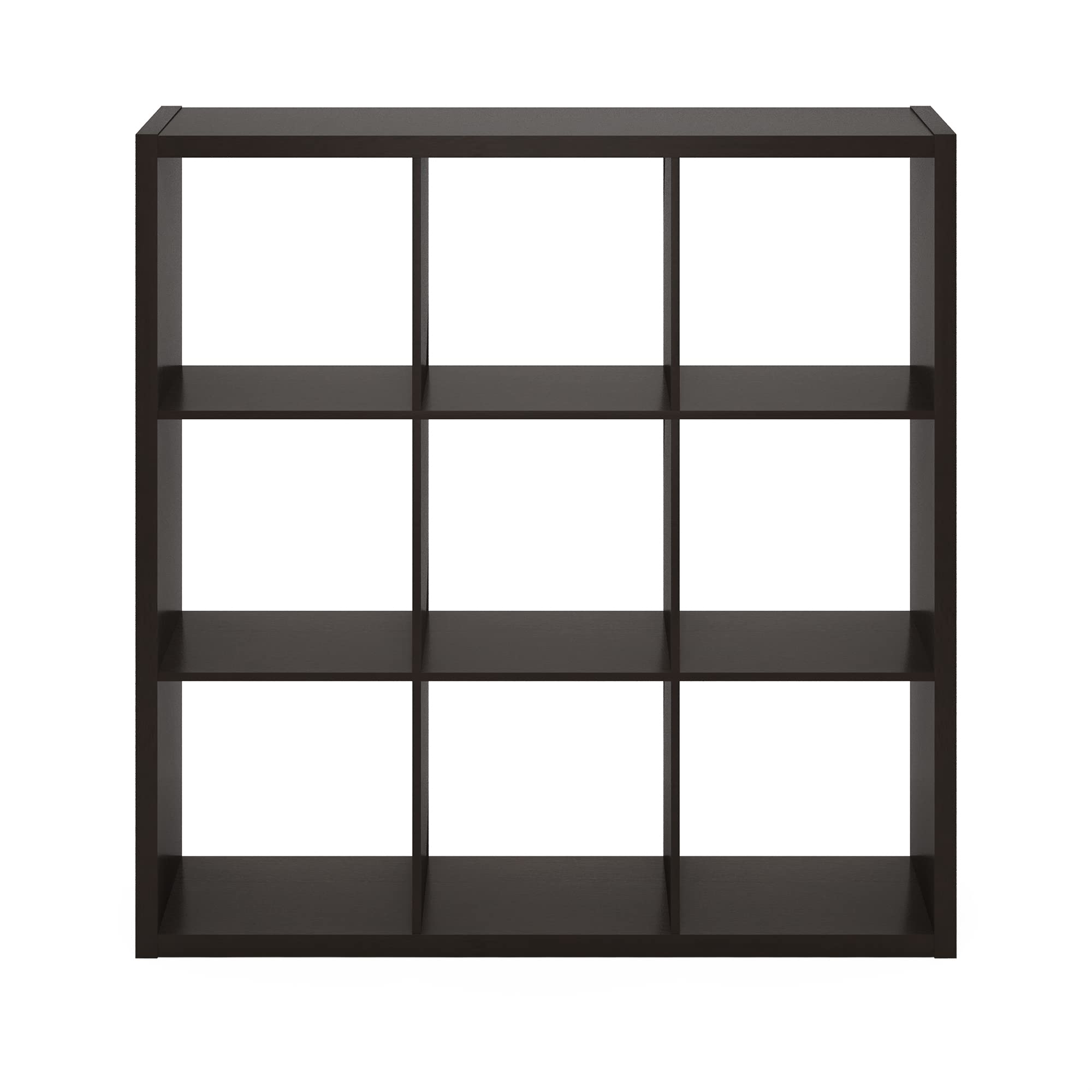Furinno Cubicle Open Back Decorative Cube Storage Organizer, 9, Dark Oak