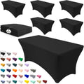 Your Chair Covers 6 Pack Rectangular Spandex Table Covers 6Ft Fitted Tablecloth Wedding Event Patio Table Decorations Elastic Fabric Stretch Table Covers For 6 Ft Folding Table (Black)