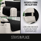 Sofa Shield Patented Recliner Slip Cover, Large Cushion Protector, Reversible Stain And Dog Tear Resistant Slipcover, Quilted Microfiber 25” Seat, Washable Covers For Dogs Pets Kids, Black Gray