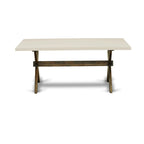 East West Furniture X727Ab747-7 X-Style 7 Piece Room Furniture Set Consist Of A Rectangle Dining Table With X-Legs And 6 Light Sable Linen Fabric Parson Chairs, 40X72 Inch, Multi-Color