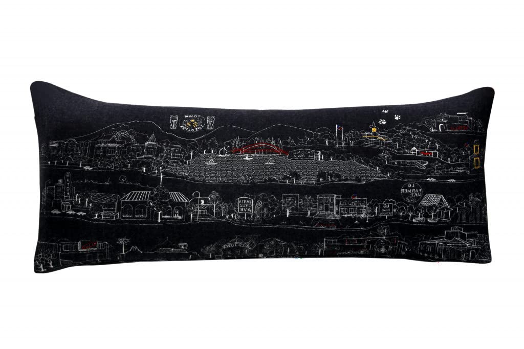 HomeRoots Grey 35' Black Los Gatos Nighttime Skyline Lumbar Decorative Pillow