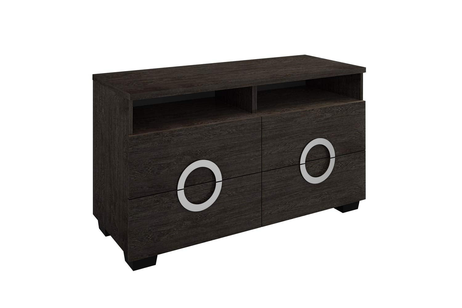 HomeRoots Gray 27 Refined Grey High Gloss TV Entertainment Unit