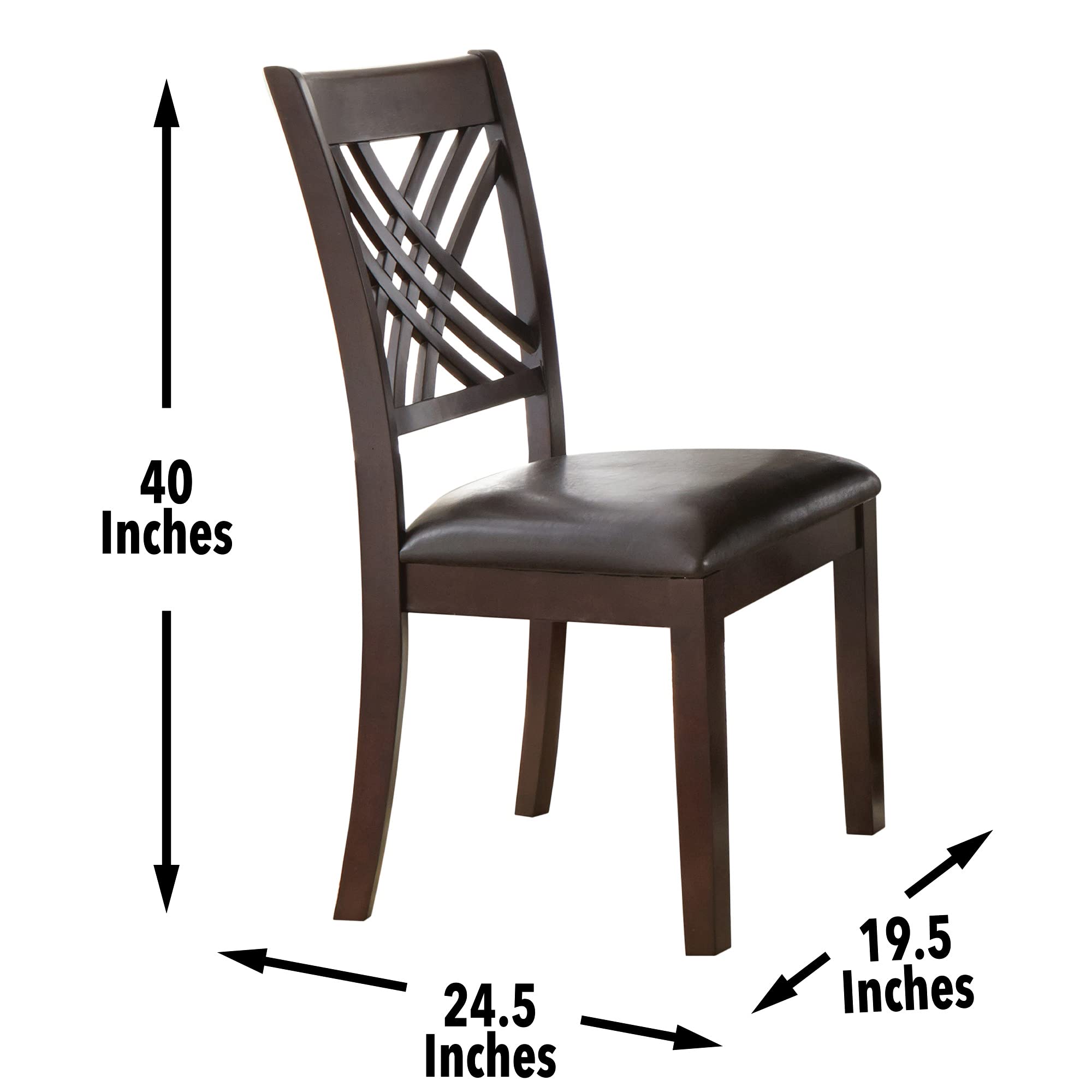Steve Silver Company Adrian Side Chair, Set of 2 Chairs, Faux Leather Dining Room Chairs, Vegan Leather, Designer X Back, Espresso Cherry Finish, 19" L x 24" W x 40" H, Brown