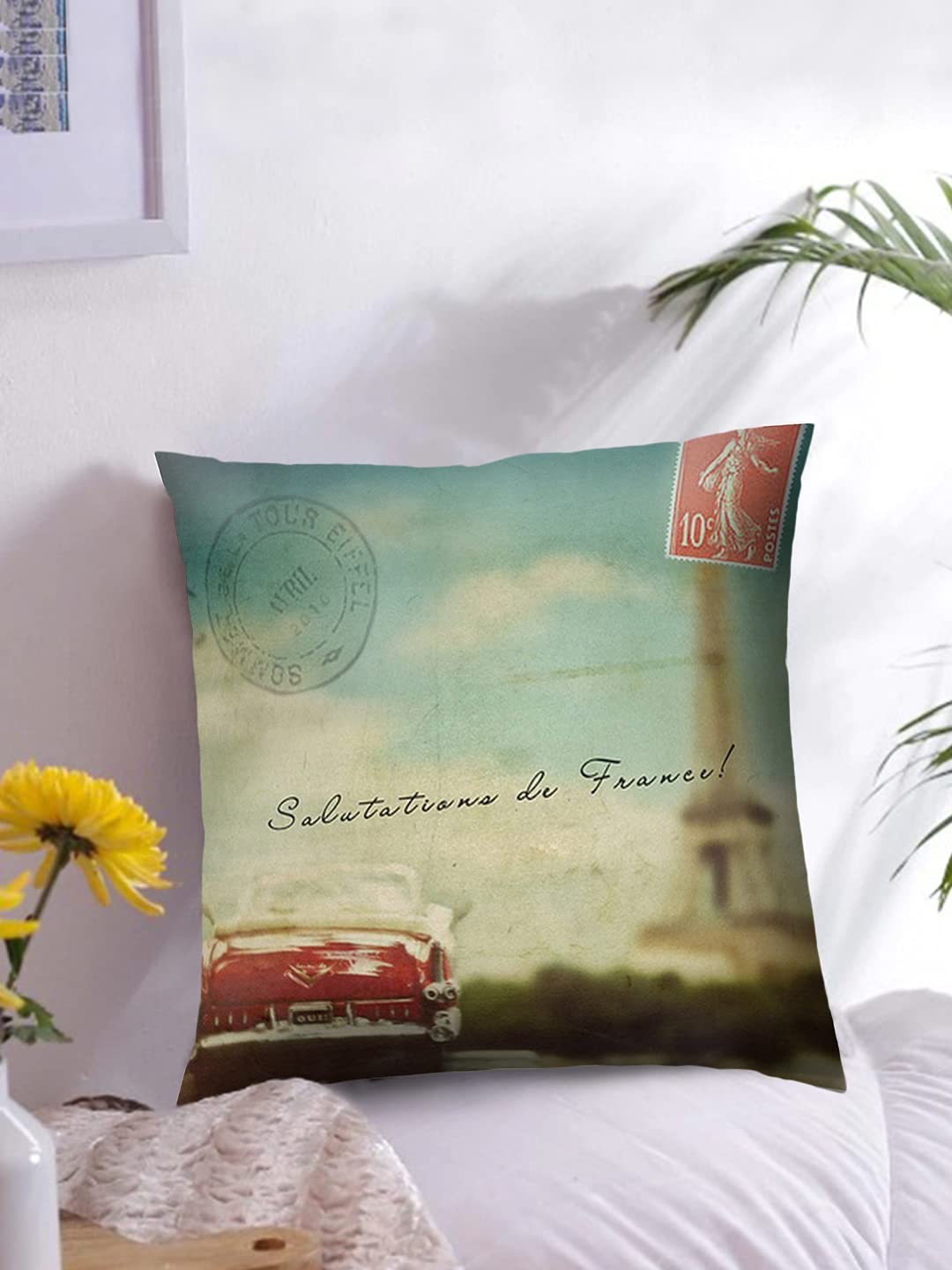 Green Girgit Set Of Two French Holiday Cushion Cover | Two Pcs Cushion Covers | Serina Cotton Fabric | Digital Printed Cushions
