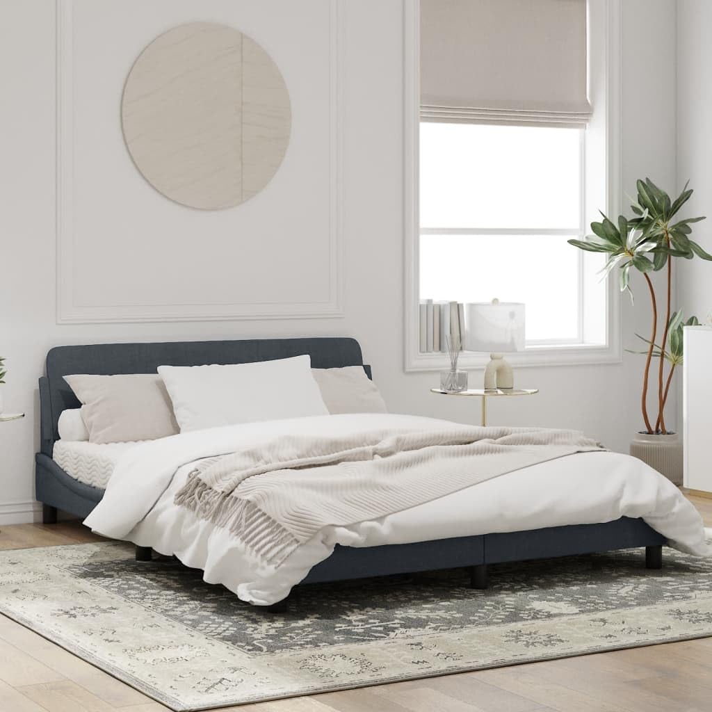 vidaXL Double Bed Frame with Headboard - Dark Gray Velvet, Modern Bedroom Furniture, Easy Assembly, 59.8"x79.9"
