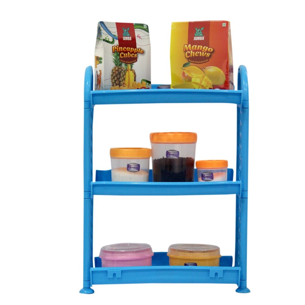 HANBAO 3 Rack Multiutility Plastic Shelf, Kitchen/Bathroom Storage Organizer for Medicines, Vegetables, Fruits, Accessories, Ice
