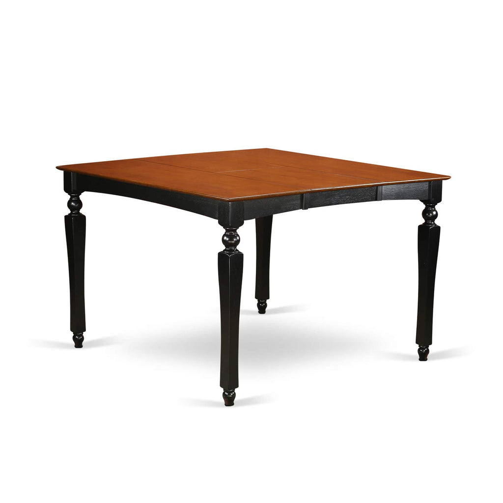 East West Furniture CHEL9-BLK-W Chelsea 9 Piece Kitchen Counter Height Set Includes a Square Wooden Table with Butterfly Leaf and 8 Dining Chairs, 54x54 Inch