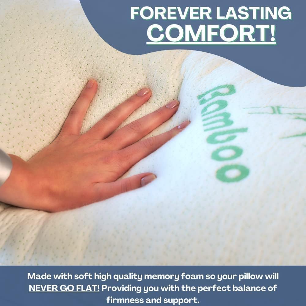 Memory Foam Bamboo Pillows King 20'' X 36'' [Adjustable] For Sleeping - Cool & Breathable Cover With Zipper Rayon Derived From B