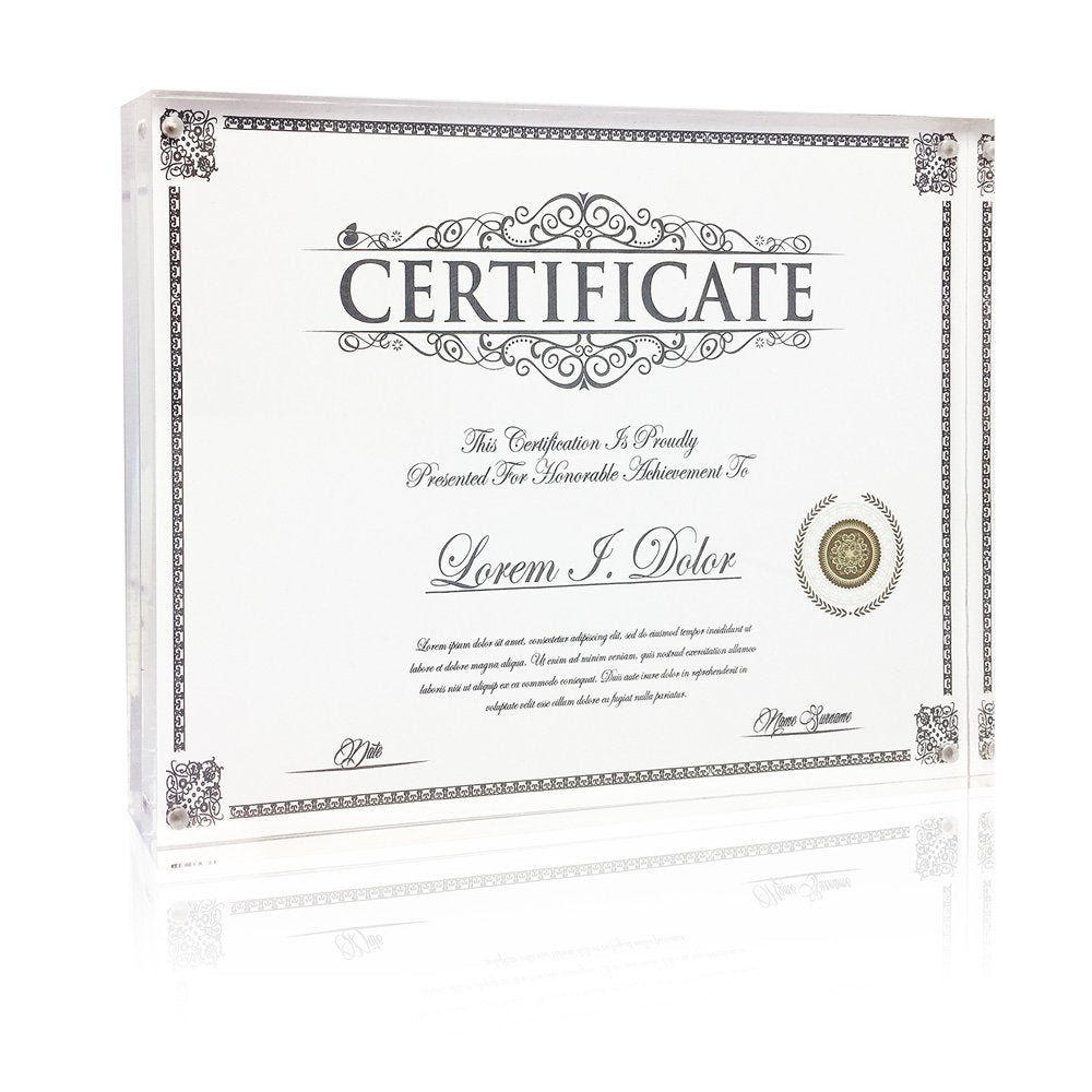 Isaac Jacobs 8.5    x 11    (Document) Super Thick [36MM Thickness] Clear Acrylic Magnetic Block Picture Frame, Double-Sided, Fr
