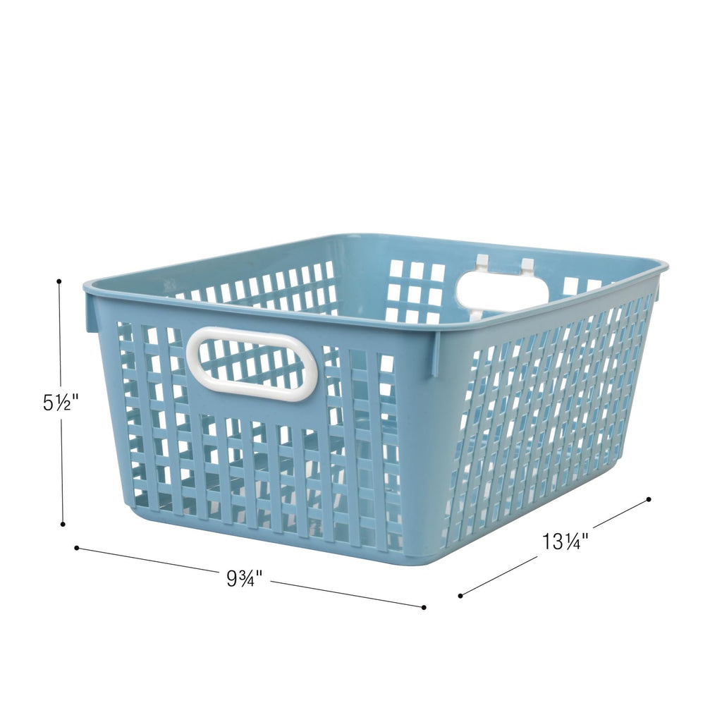 Really Good Stuff - 666014 Plastic Storage Baskets For Classroom Or Home Use - Stackable Mesh Plastic Baskets With Grip Handles