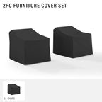 Crosley Furniture Patio Furniture Covers, Waterproof 2-Piece Outdoor Chair Cover Set For Backyard, Black