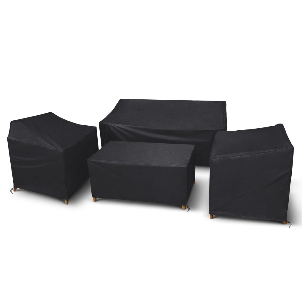 Startwo Patio Furniture Covers, 4 Piece Heavy Duty Waterproof Outdoor Furniture Cover Set For Rattan Wicker Couch Chairs,Windproof Buckle Strap,Black