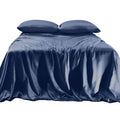 Elegant Comfort Luxurious 4-Piece Silky Satin Sheet Set, Skin And Hair Friendly, Wrinkle, Fade, Stain Resistant With Deep Pockets Fitted Sheet, Cooling Soft Satin Sheet Set, King, Navy Blue