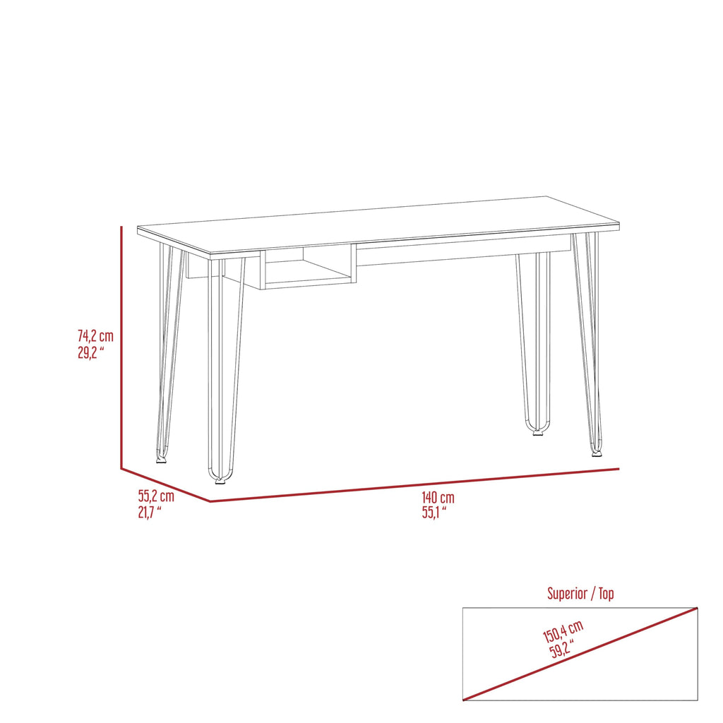 Tuhome Baxter 140 Desk, One Shelf, Four Legs -Mahogany