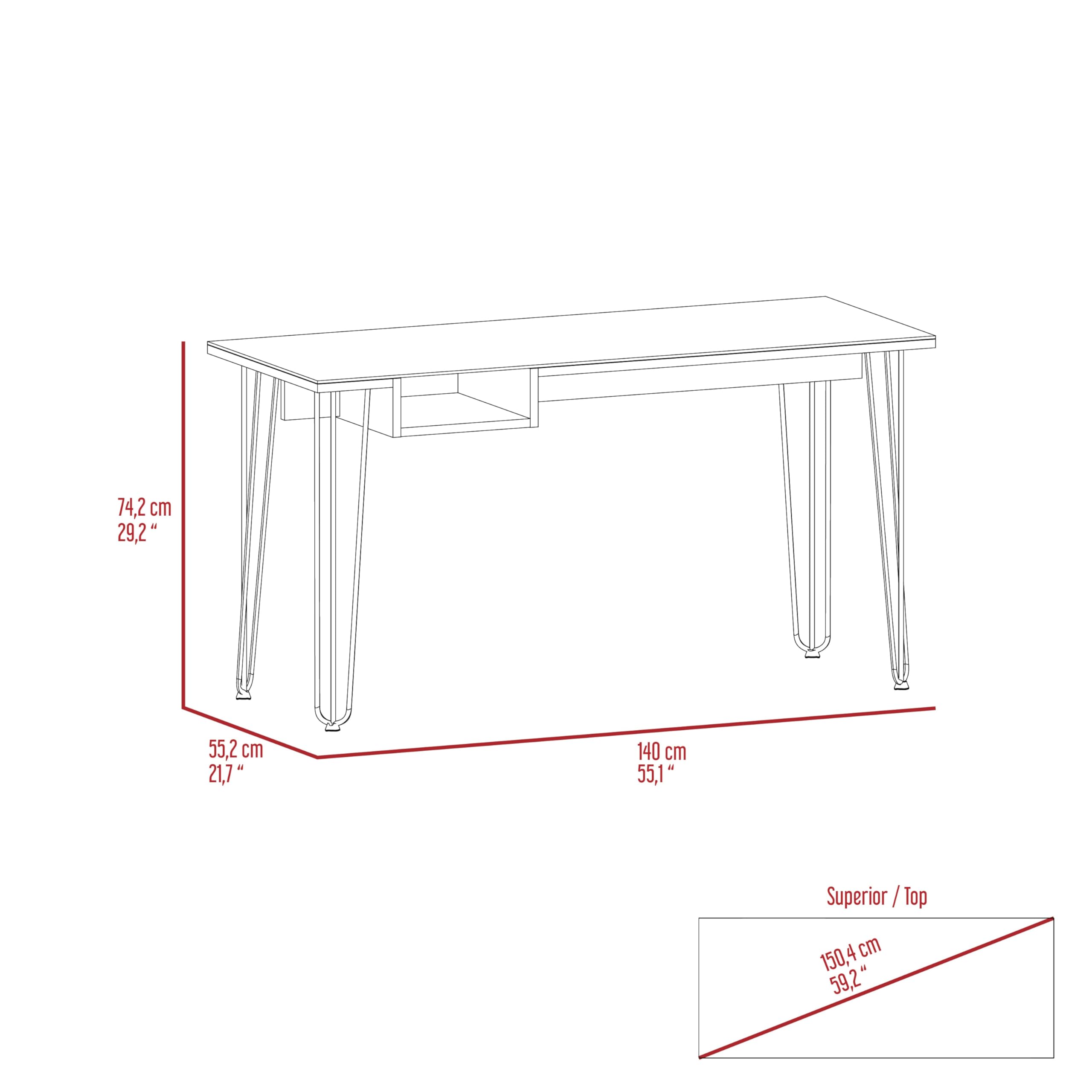 Tuhome Baxter 140 Desk, One Shelf, Four Legs -Mahogany