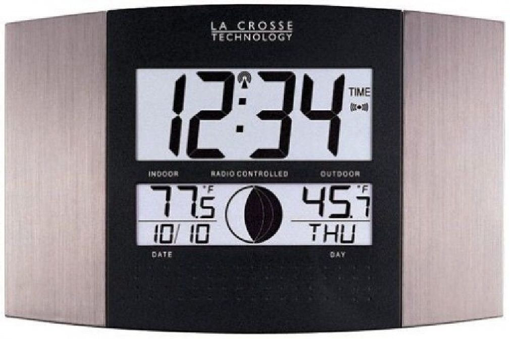 La Crosse Technology WS-8117U-IT-AL Atomic Wall Clock with Indoor/Outdoor Temperature
