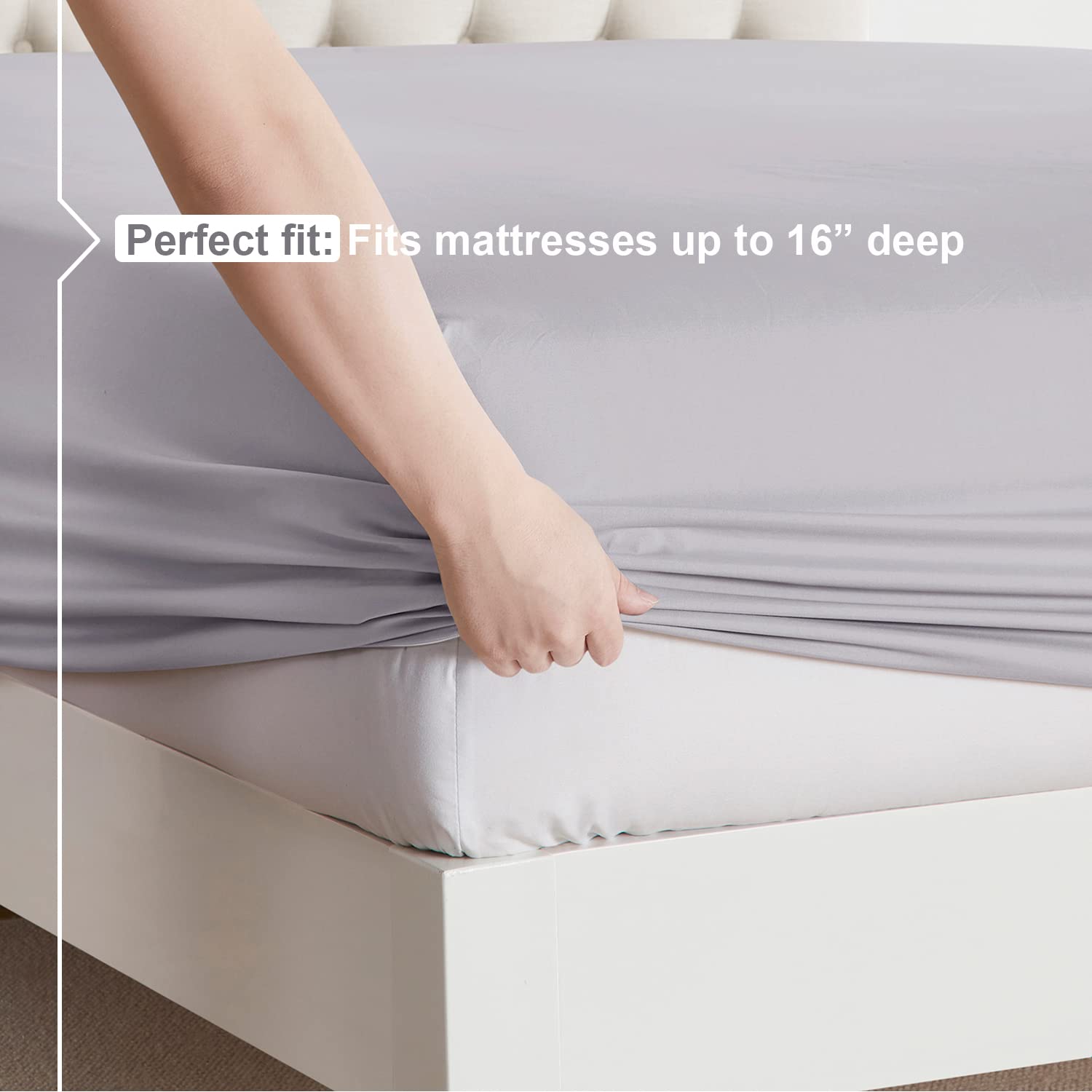 Nestl King Size Sheets Set - 4 Piece King Sheets, Deep Pocket, Hotel Luxury, Extra Soft, Breathable And Cooling, Grey Lavender King Bed Sheets