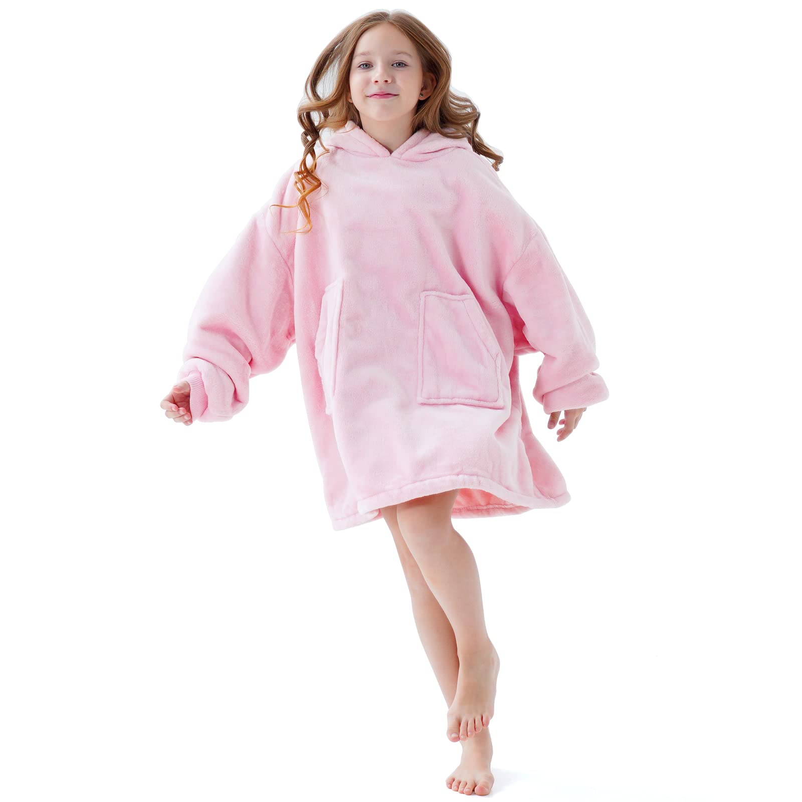 Aemicion Wearable Blanket Hoodie For Kids Super Soft Warm Oversized Hooded Blanket Sweatshirt Hoodie Blanket For Boys Girls (Lig