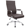 Kaimeng Ribbed Office Desk Mid Back Computer Chair Height Adjustable Conference Executive Task Swivel Pu Leather (Brown)