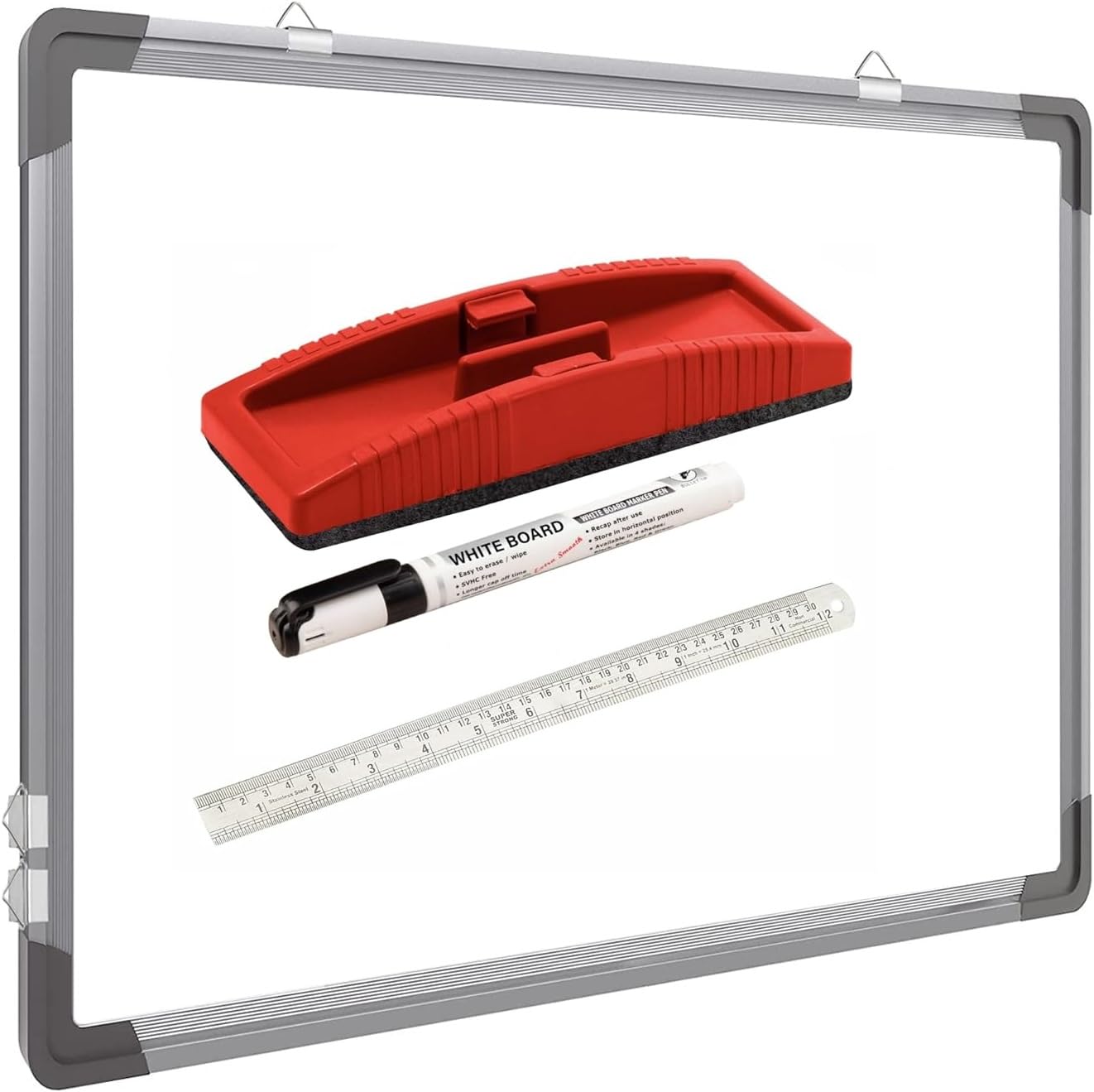 Eclet Aluminum Non Magnetic 1.5 X 2 Feet Double Sided White Board And Chalk Board Front Side Whiteboard Marker Surface And Back 