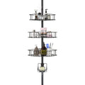Rustproof Shower Caddy for Bathroom, Bathtub Storage Organizer with 4 Adjustable Baskets, 39-125 Inch Shower Corner Caddy with T