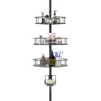 Rustproof Shower Caddy for Bathroom, Bathtub Storage Organizer with 4 Adjustable Baskets, 39-125 Inch Shower Corner Caddy with T