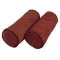 Blazing Needles Corded Microsuede Bolster Pillow, 20" x 8", Red Wine 2 Count