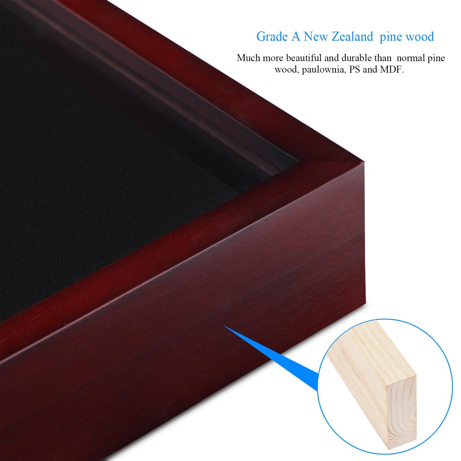 1Dot2 8X8 Shadow Box Frame With Linen Back, Pine Wood Frame With Hd Glass Display Case For Wall And Tabletop 1.2    Interior Dep