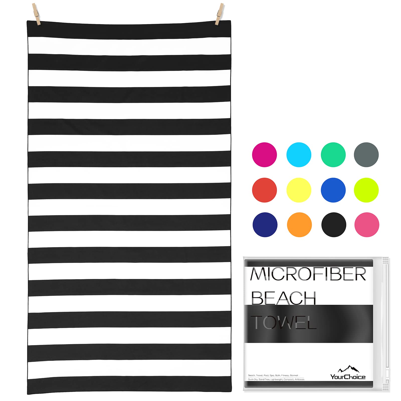 Your Choice Beach Towel - Microfiber Beach Towels, Sand Free Beach Towels for Adults, Quick Dry Beach Towel for Kids, Travel Tow