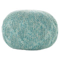 Noble House Deon Handcrafted Modern Fabric Weave Pouf in Aqua Blue