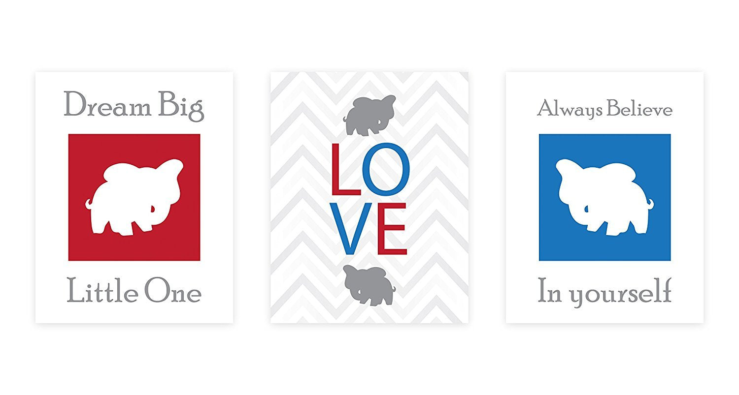 Dream Big Little One D  cor, Print in 05x07 Inch Print, Elephant Print, Dream Big Wall Sign, Baby Nursery Wall Decor Kids Bedroo