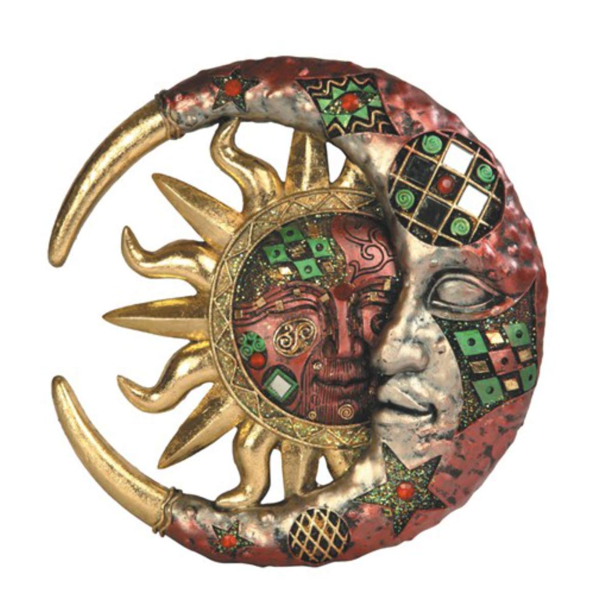 George S. Chen Imports Mosaic Crescent Moon & Sun Wall Plaque Decoration (Large, 63070)