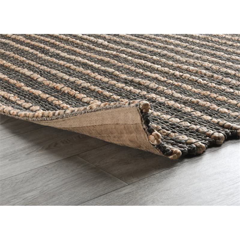 Kosas Home Alysa 30 X 96 Striped Jute Fabric Area Rug In Mineral Blue/Natural