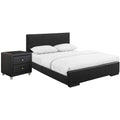 Camden Isle Hindes Upholstered Platform Bed, Black, Queen with 2 Nightstands