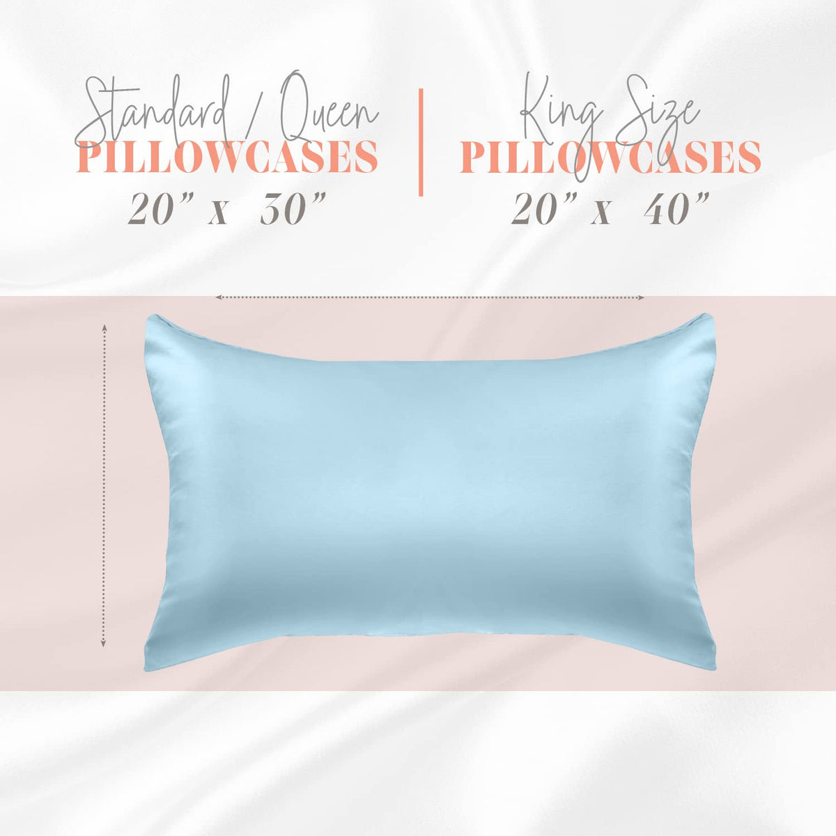 Elegant Comfort Silky And Luxurious 2-Piece Satin Pillowcase Set For Healthier Skin And Hair, Hidden Zipper Closure And Beautifully Packaged, Satin Pillowcase Set, Standard/Queen, Baby Blue