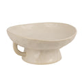 Creative Co-Op Stoneware Footed Pedestal/Bowl with Handles, Reactive Glaze, White