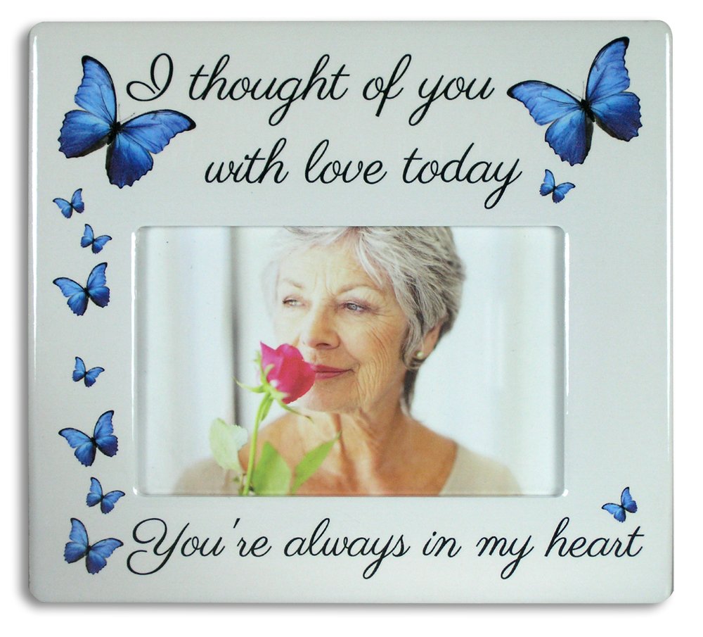 BANBERRY DESIGNS Memorial Picture Frame - I Thought of You with Love Today - Beautiful Tribute to The Loss of a Loved One - Cera
