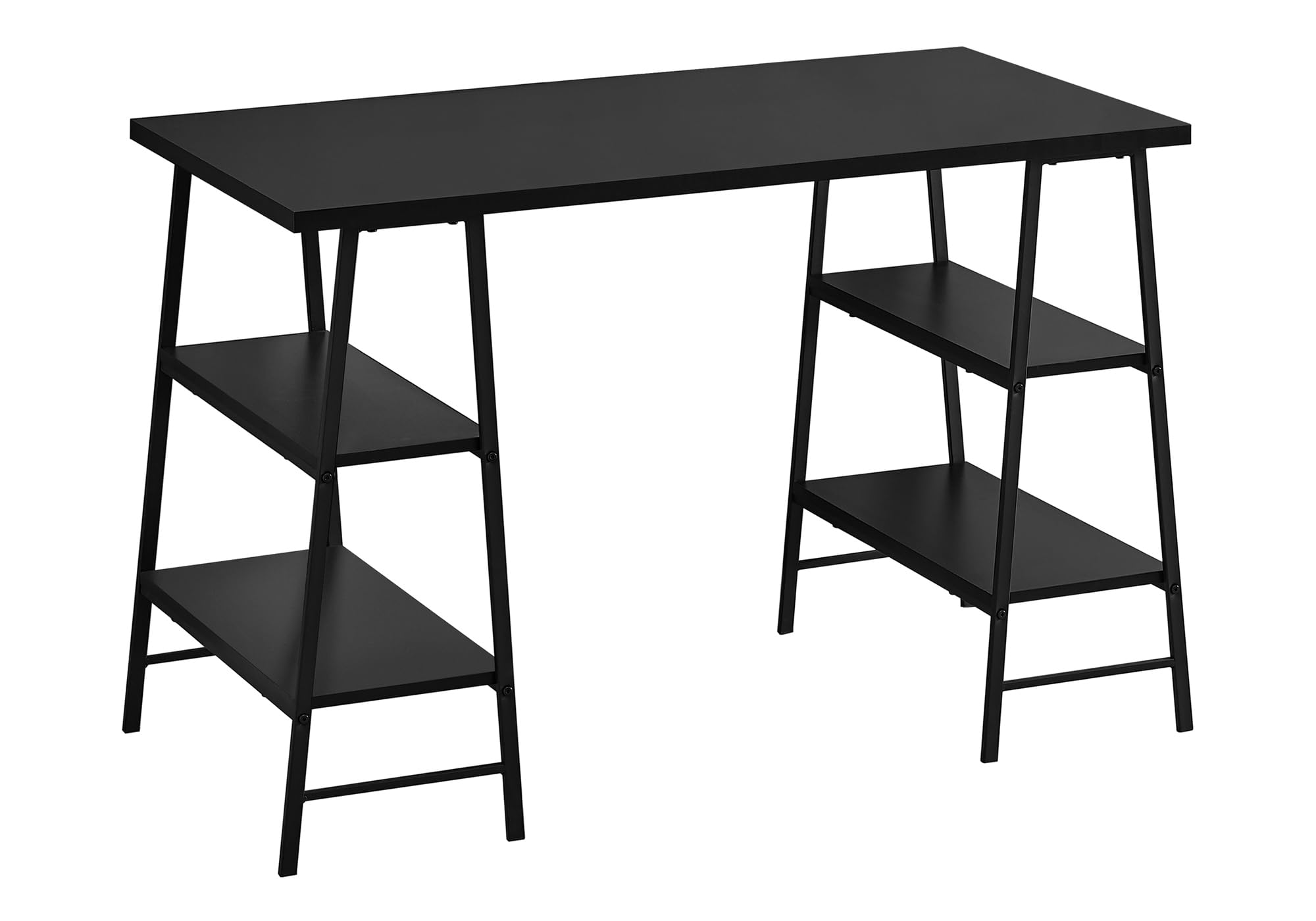 Monarch Specialties I 7522 Computer Desk, Home Office, Laptop, Storage Shelves, 48 L, Work, Metal, Laminate, Black, Contemporary